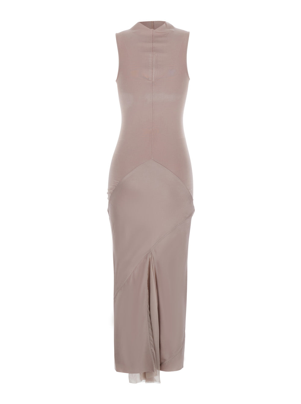 Rick Owens Women Sliced Dress With V-Neck And Long Sleeves In Tech Fabric Pink Women RICK OWENS