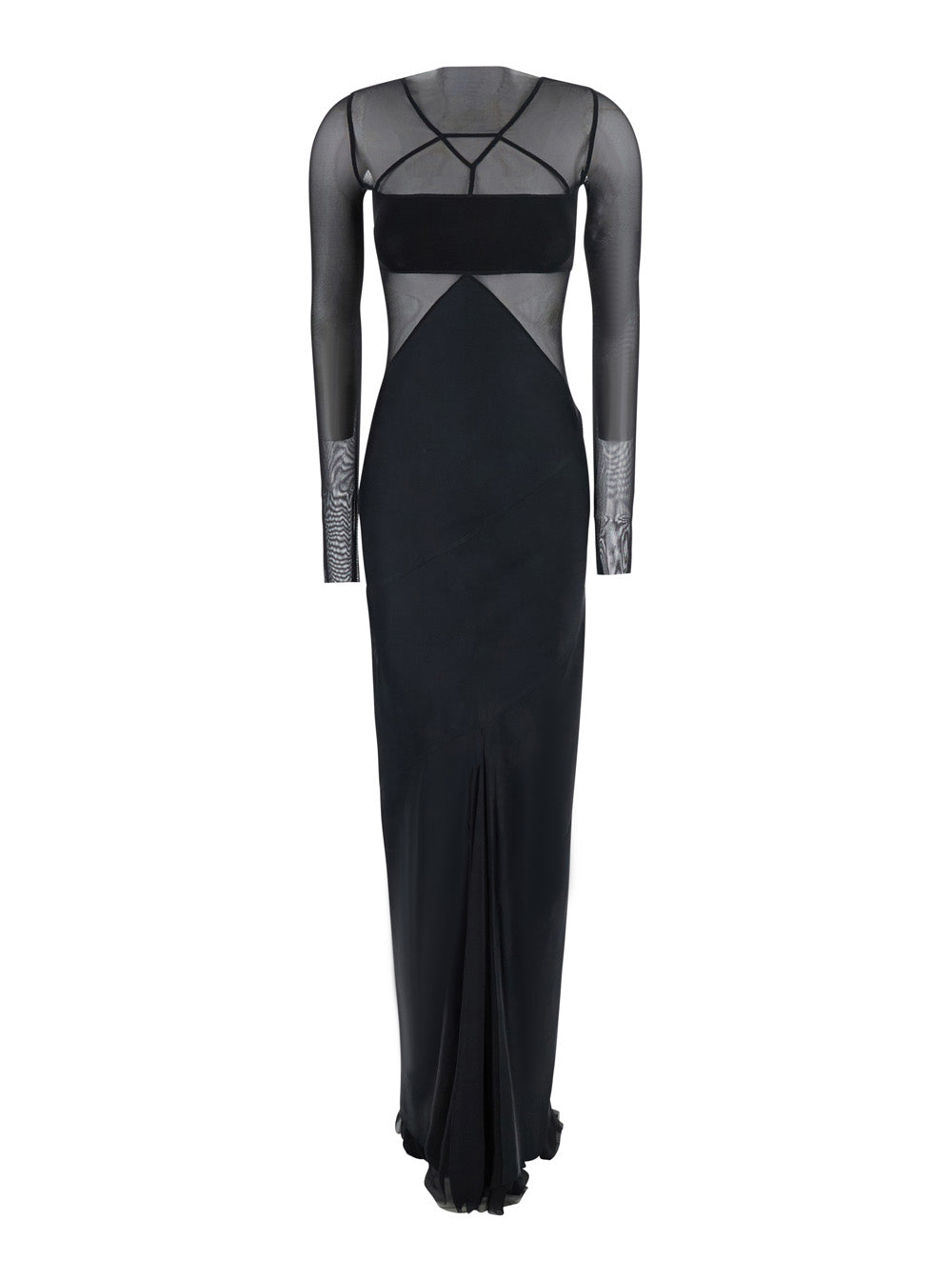 Rick Owens Women Combo Gown With Draped Details And Tech Fabric, Black, Women RICK OWENS