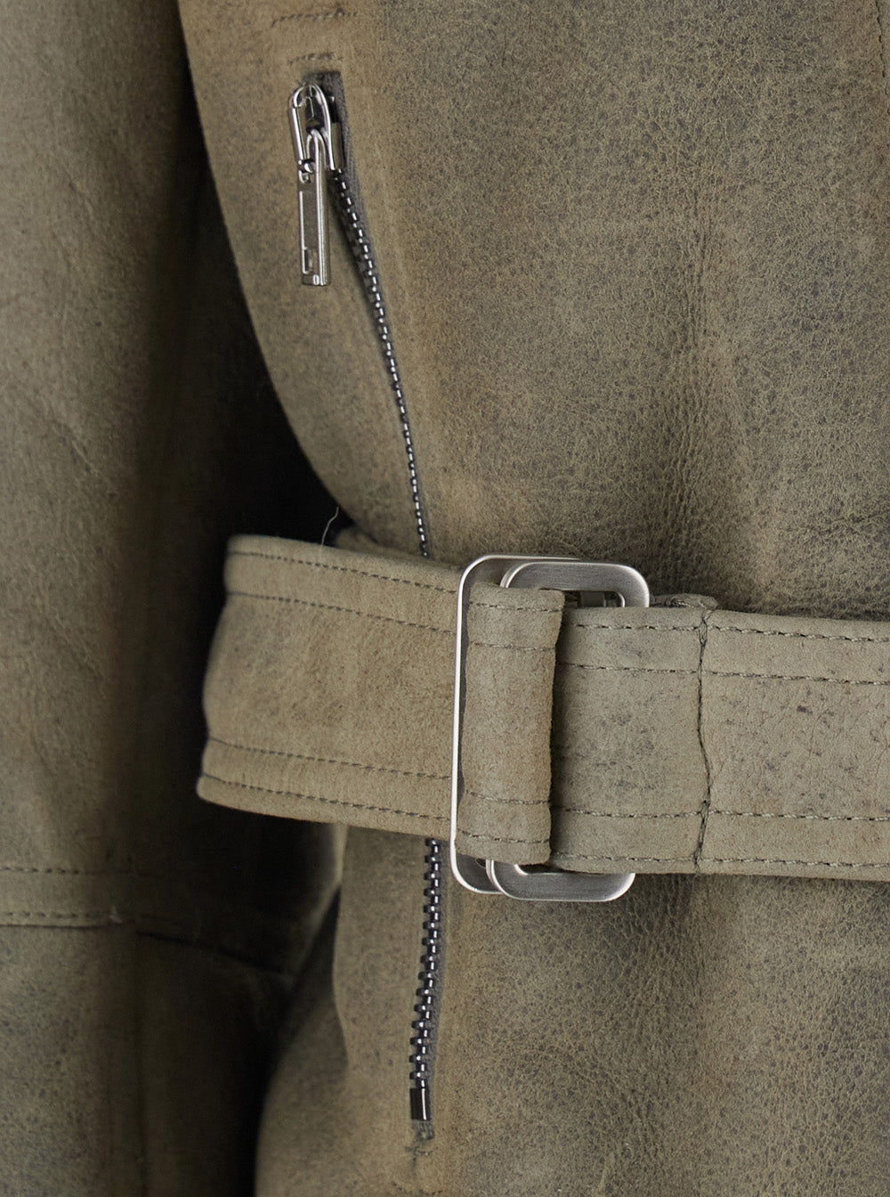 Rick Owens Women Cropped Flight Shearling With High Collar And Long Sleeves In Leather Gray Men RICK OWENS