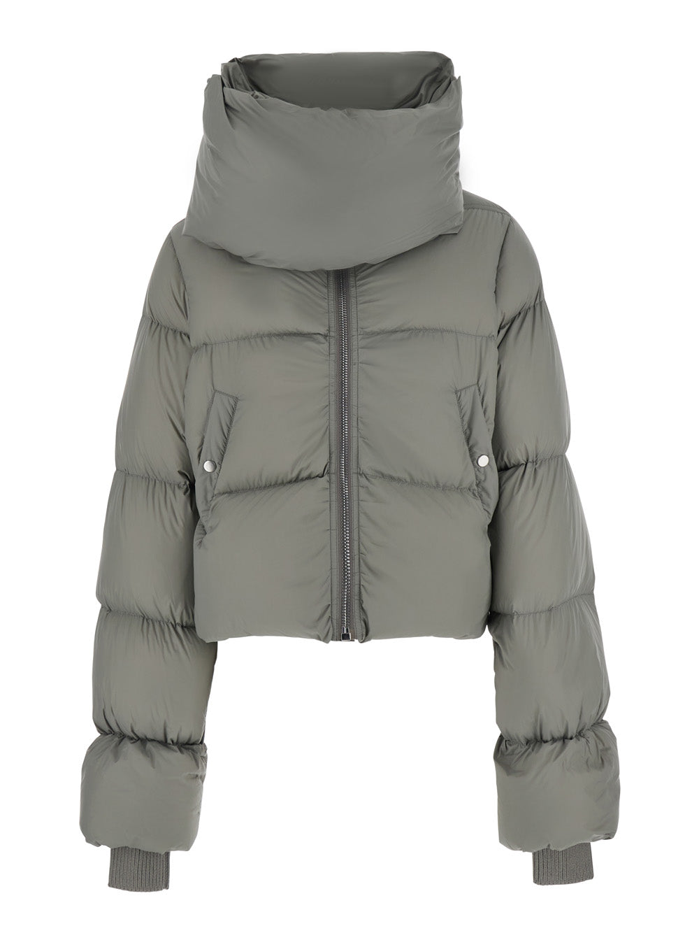 Rick Owens Women Down Jacket With High Collar And Long Sleeves In Gray Tech Fabric Unisex RICK OWENS