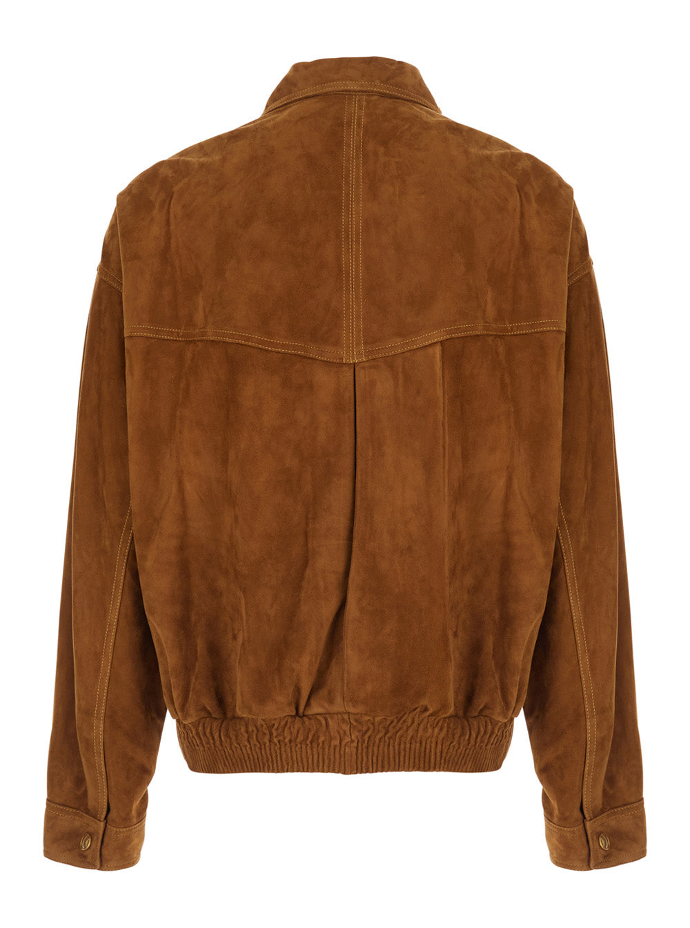 Versace Men Beige Jacket With Classic Collar And Logoed Jewel Buttons In Suede For Men VERSACE