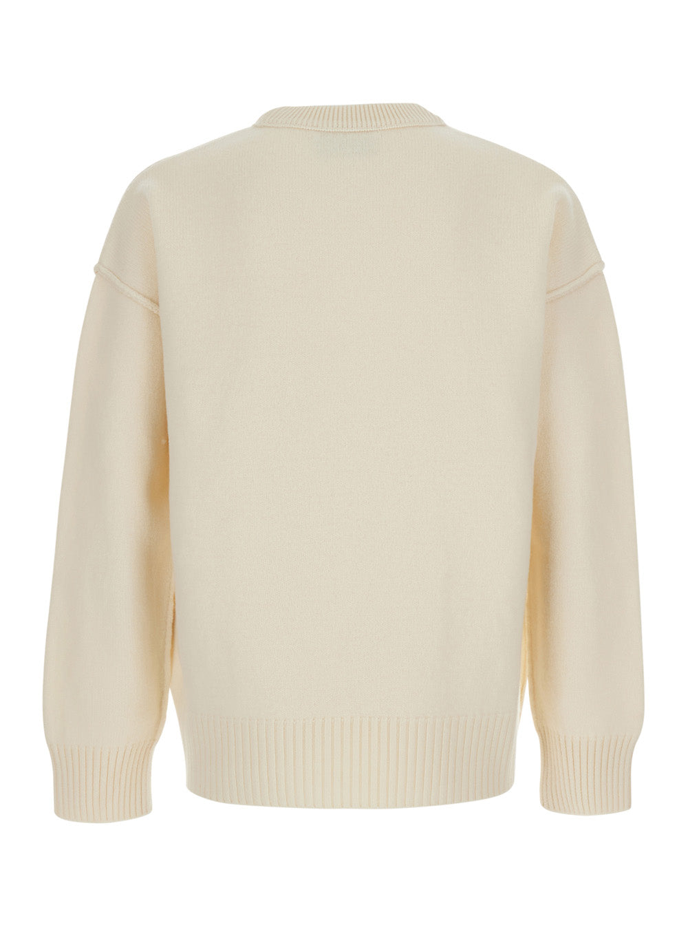 Ami Paris Men White Crewneck Sweater With Adc Embroidery On The Front In Wool For Men AMI PARIS