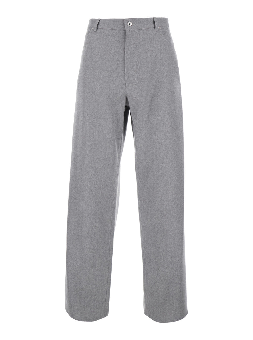 Bottega Veneta Men Grey Pants With Front Closure And Patch Pockets In Wool For Men BOTTEGA VENETA