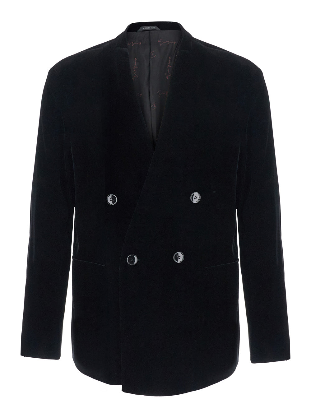 Giorgio Armani Men Black Jacket Without Collar With Button Closure On The Front In Velvet For Men GIORGIO ARMANI