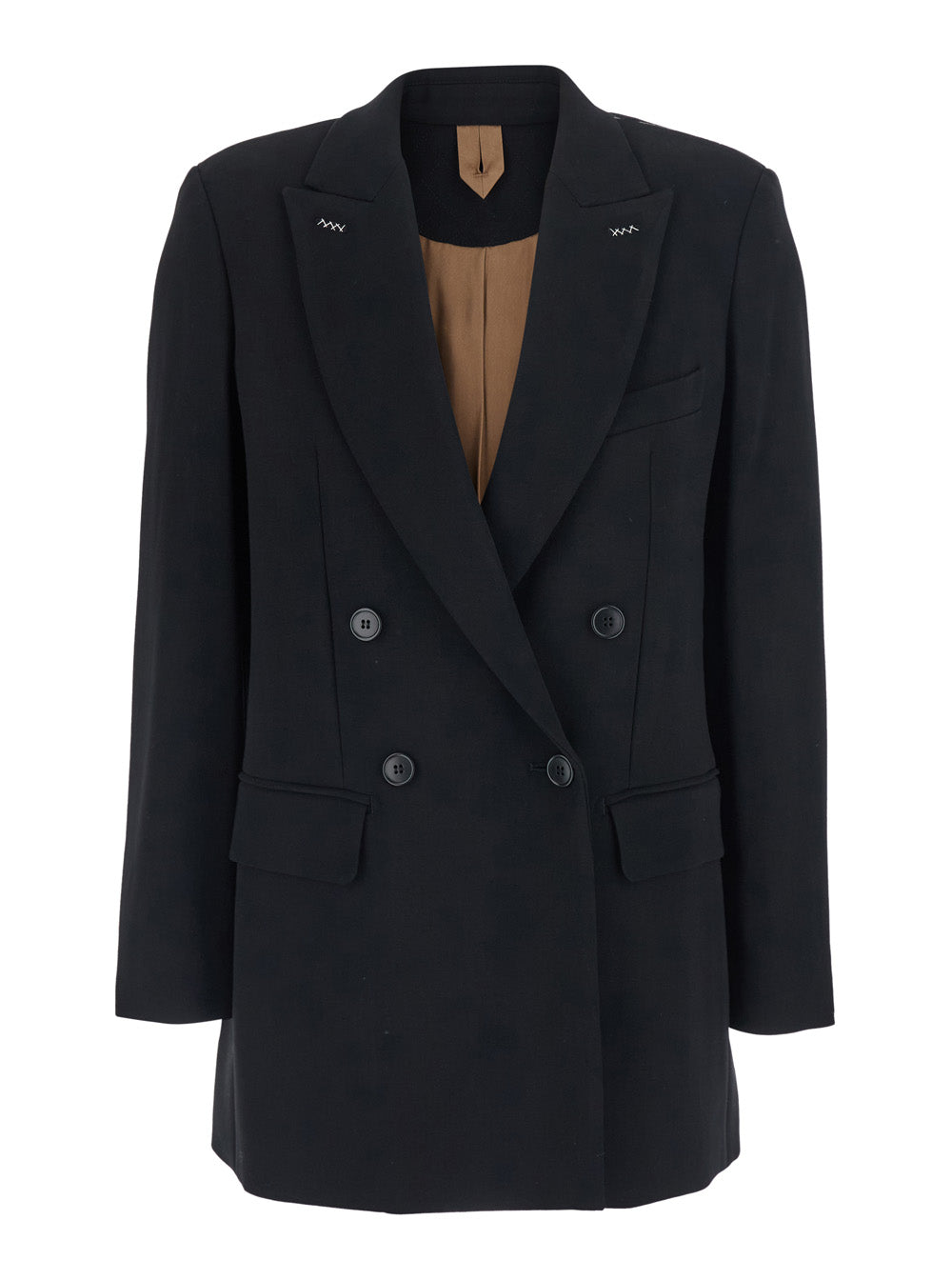 Max Mara Women Mxmosso Jacket With Collar And Long Sleeves In Tech Fabric Black Women MAX MARA