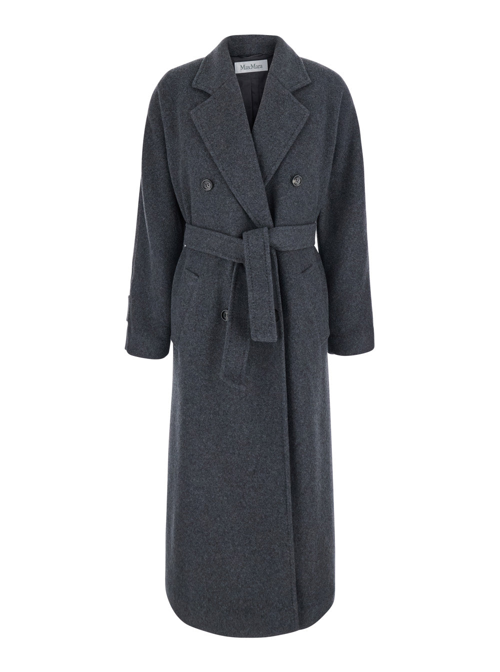 Max Mara Women 'Cadmio' Gray Double-Breasted Coat With Notched Revers And Front Belt In Cashmere Blend For Women MAX MARA