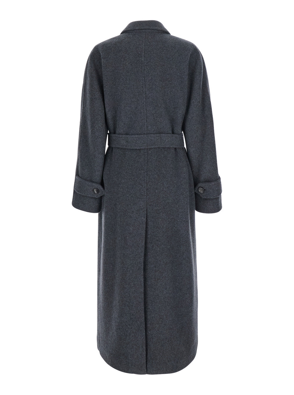 Max Mara Women 'Cadmio' Gray Double-Breasted Coat With Notched Revers And Front Belt In Cashmere Blend For Women MAX MARA