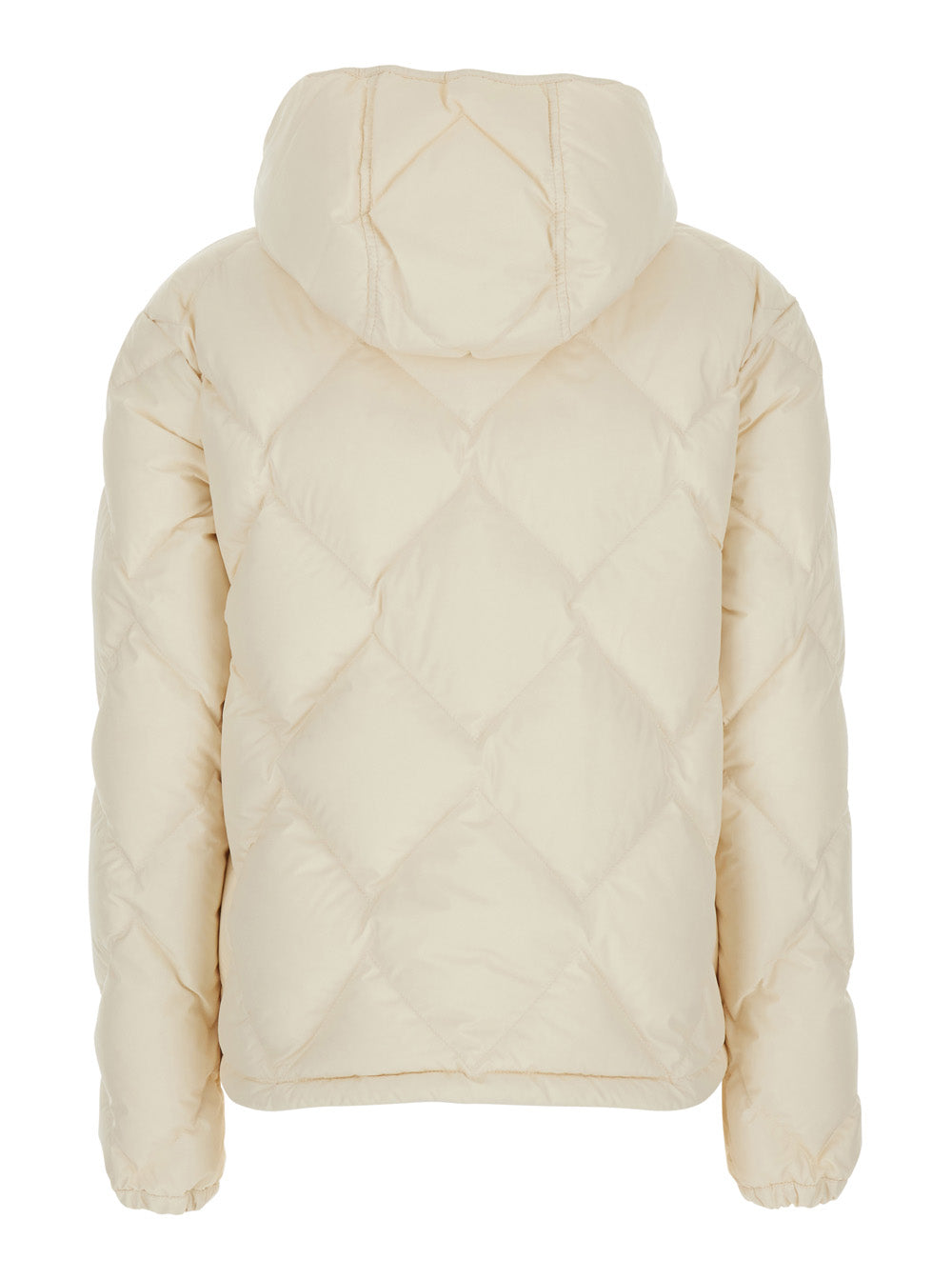 Moncler Women 'Arvouinne' White Down Jacket With Hood And Logo Patch On The Sleeve In Tech Fabric For Women MONCLER