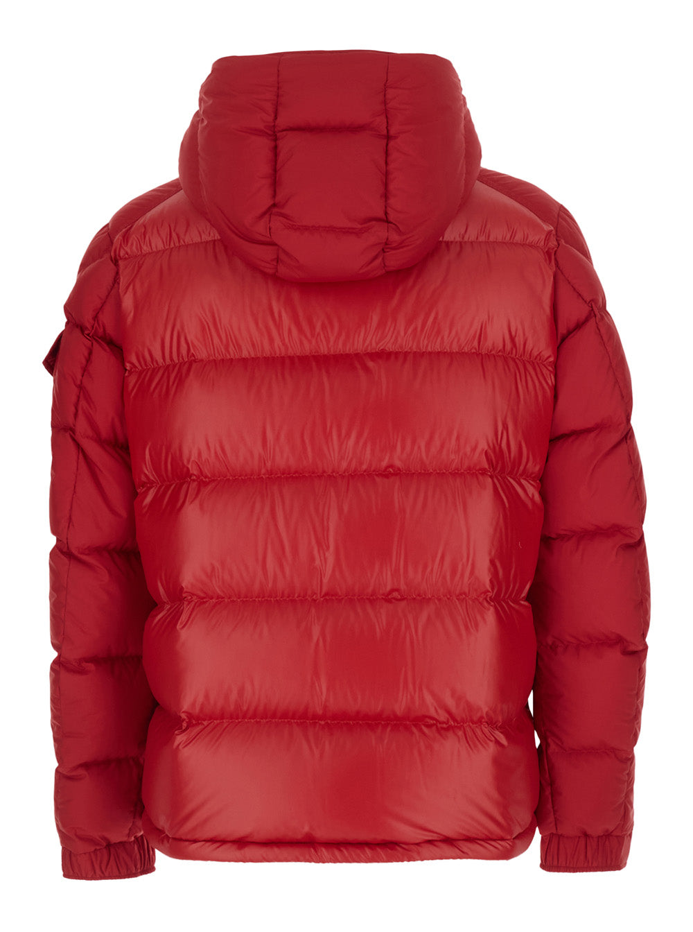 Moncler Men 'Maya' Red Down Jacket With Removable Hood And Logo Patch On The Sleeve In Tech Fabric For Men MONCLER