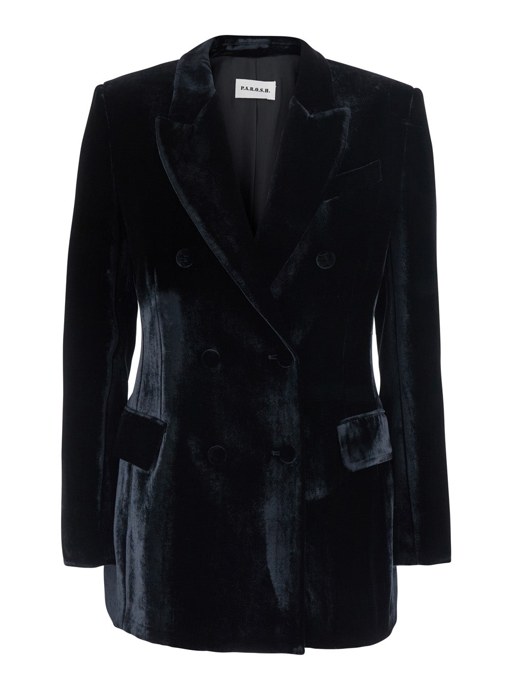 P.A.R.O.S.H. Women Black Double-Breasted Jacket With Peak Revers In Velvet For Women P.A.R.O.S.H.