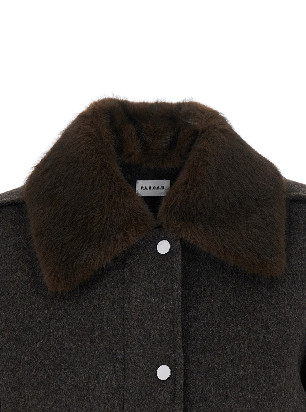 P.A.R.O.S.H. Women Brown Jacket With Removable Fur Collar In Wool For Women P.A.R.O.S.H.