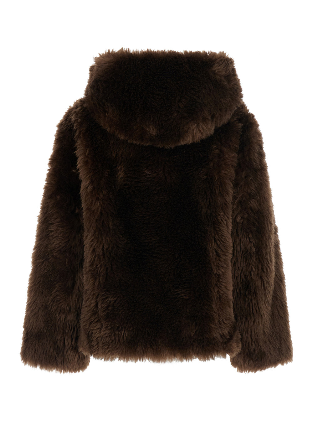 P.A.R.O.S.H. Women Brown Shearling Jacket With Hood In Ecofur For Women P.A.R.O.S.H.