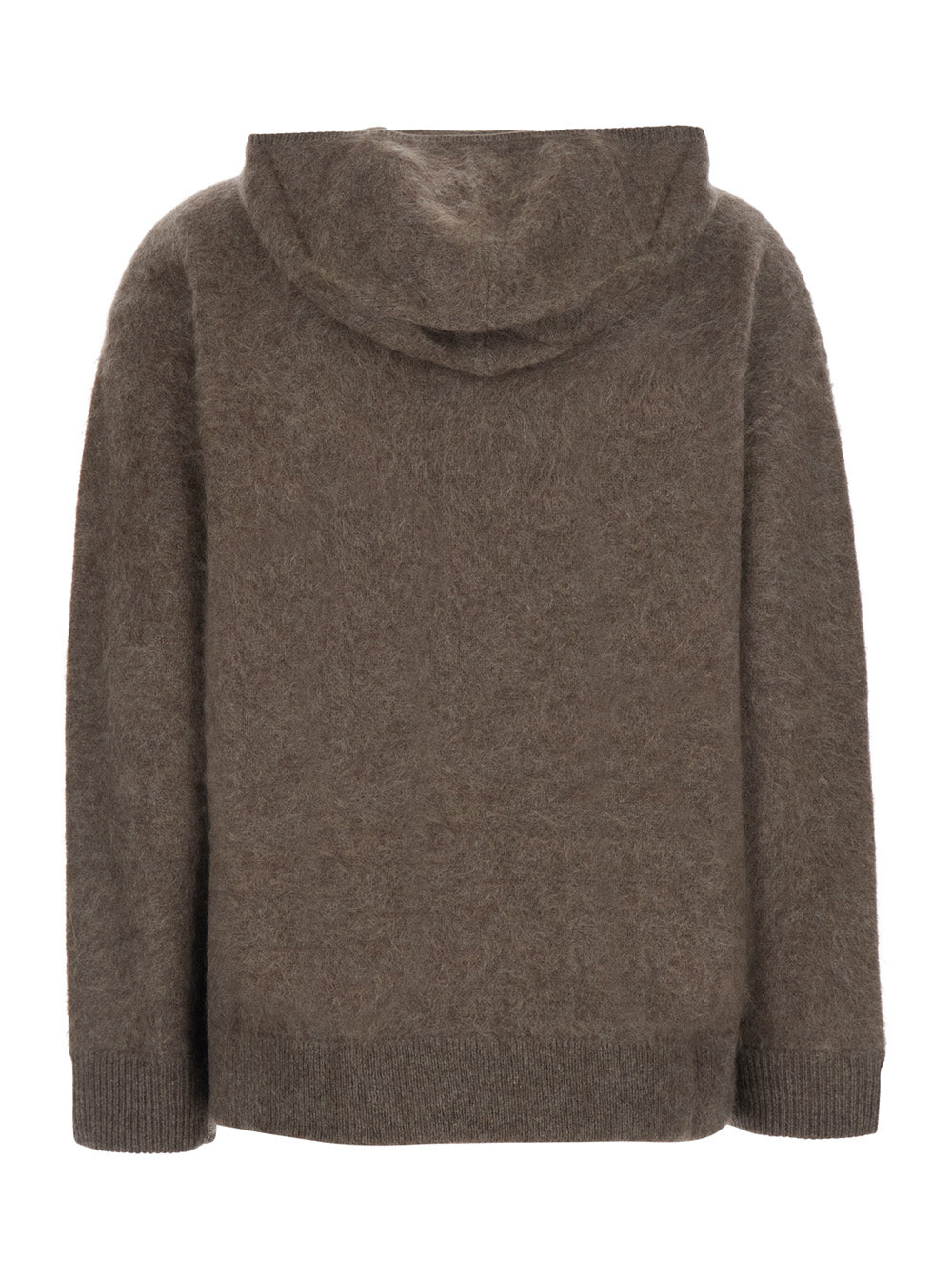 'S Maxmara Women Brown Hooded Sweatshirt With Front Zip Closure In Wool For Women S MAX MARA