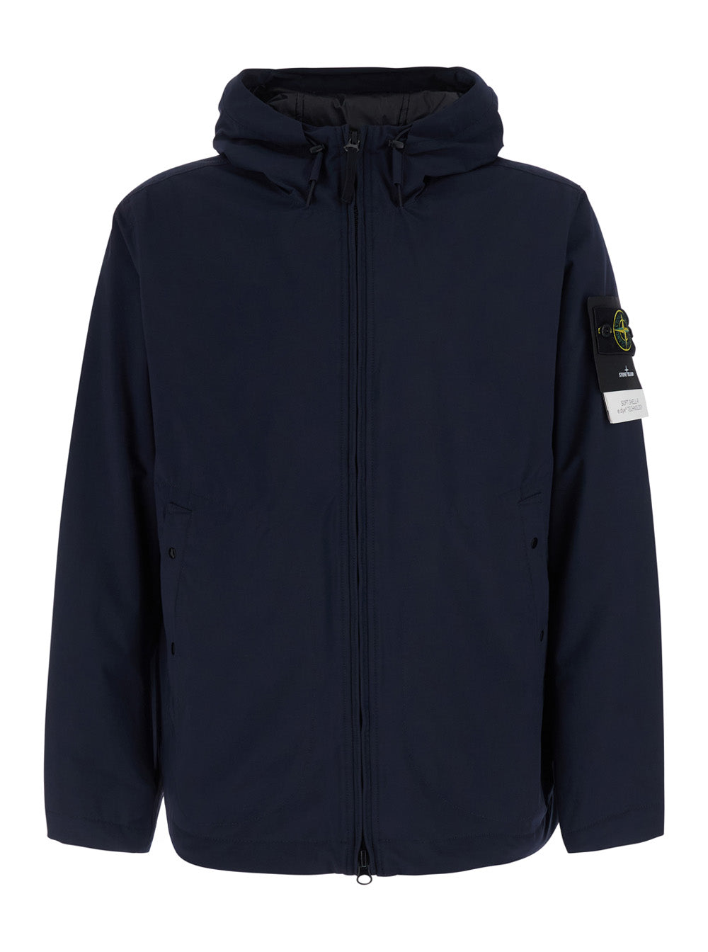 Stone Island Men Blue Jacket With Hood And Logo Patch On The Sleeve In Tech Fabric Men STONE ISLAND