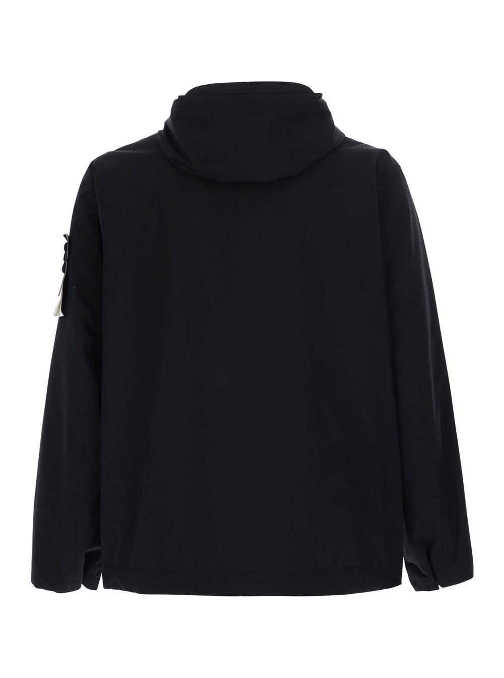 Stone Island Men Black Jacket With Hood And Logo Patch On The Sleeve In Tech Fabric For Men STONE ISLAND