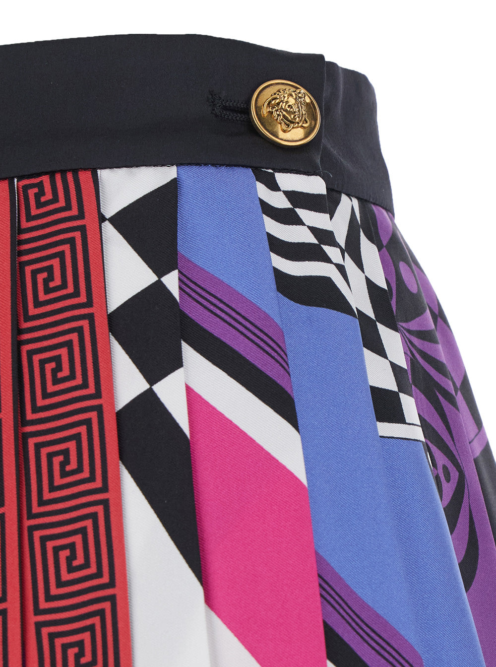 Versace Women Multicolor Pleated Skirt With All-Over Print In Silk For Women VERSACE