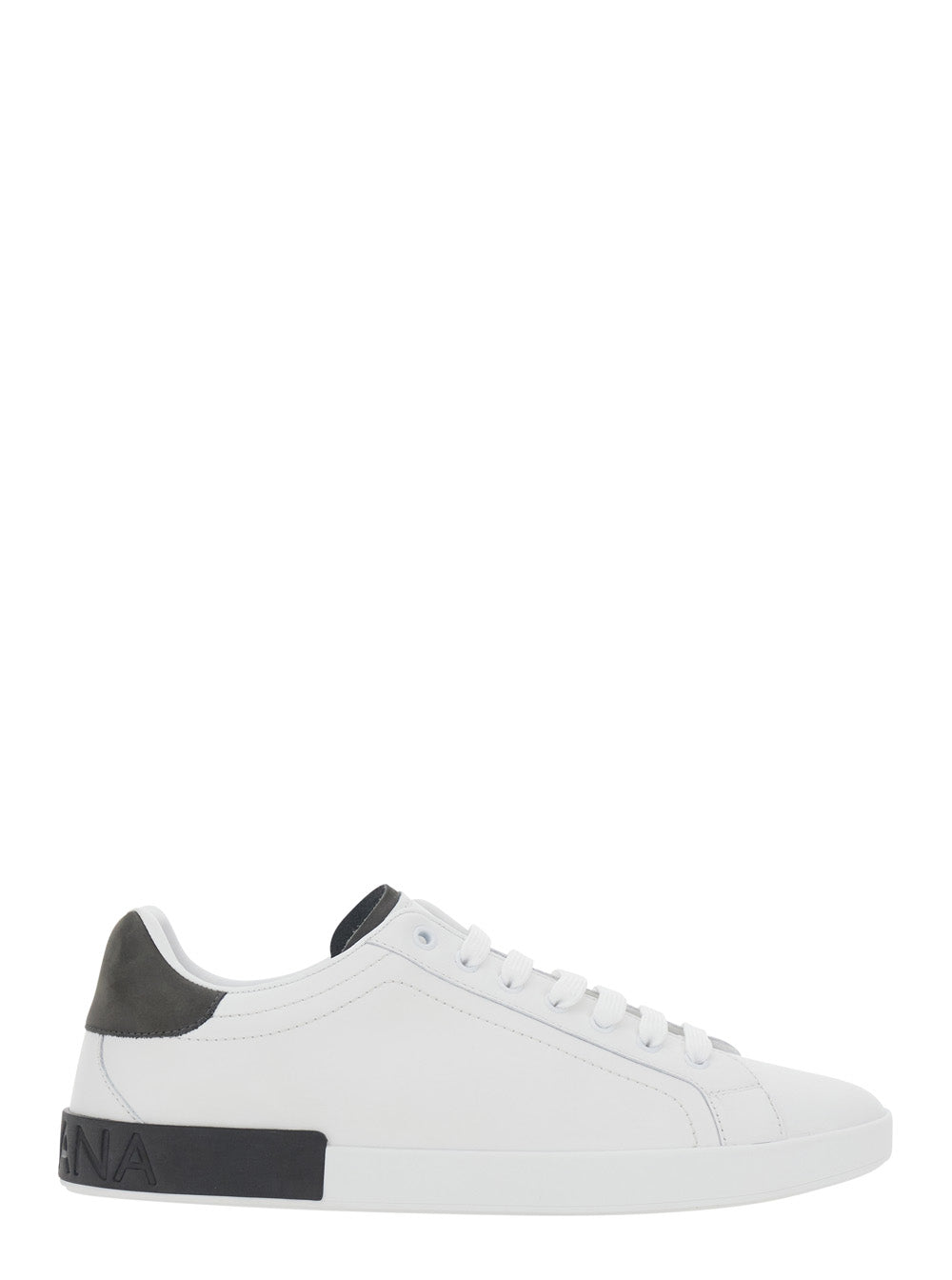 Dolce & Gabbana Men 'Portofino Light' White Sneaker With Logo Lettering On The Heel In Leather For Men DOLCE & GABBANA