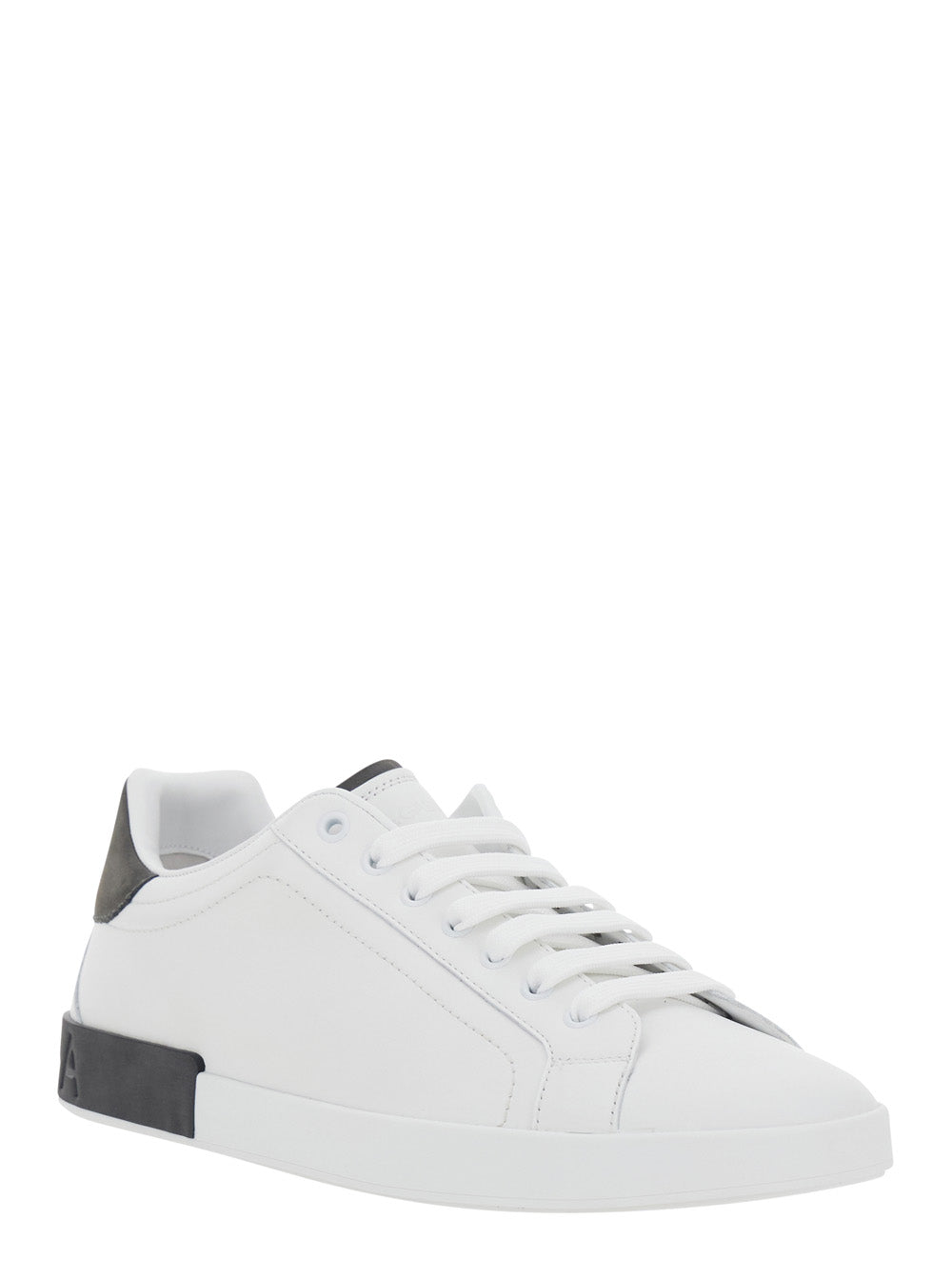 Dolce & Gabbana Men 'Portofino Light' White Sneaker With Logo Lettering On The Heel In Leather For Men DOLCE & GABBANA