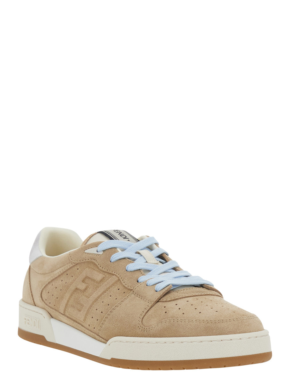 Fendi Men 'Match' Beige Sneaker With Logo Patch On The Tongue And Ff Logo On The Side In Suede Men FENDI