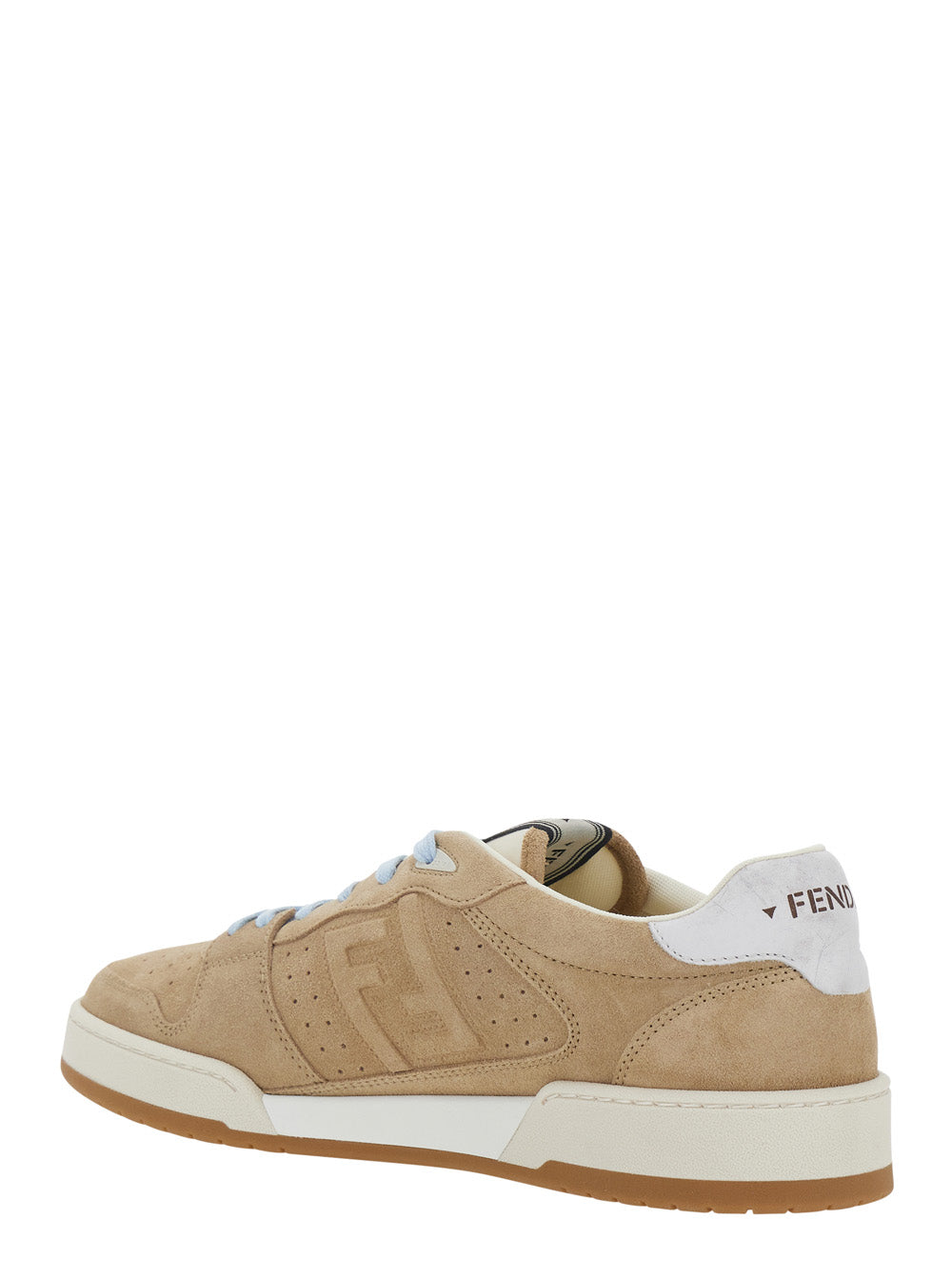 Fendi Men 'Match' Beige Sneaker With Logo Patch On The Tongue And Ff Logo On The Side In Suede Men FENDI