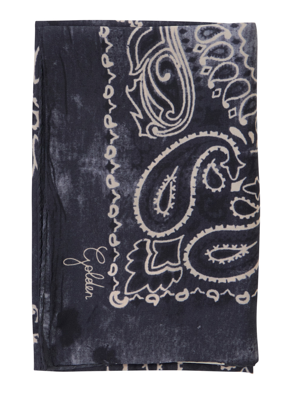 Golden Goose Women Gray Silk All-Over Paisley Print Scarf For Women GOLDEN GOOSE