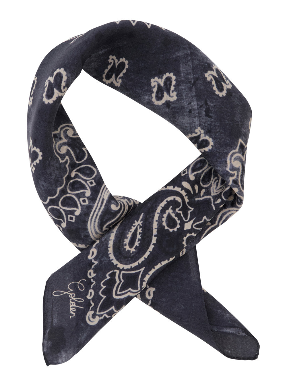 Golden Goose Women Gray Silk All-Over Paisley Print Scarf For Women GOLDEN GOOSE