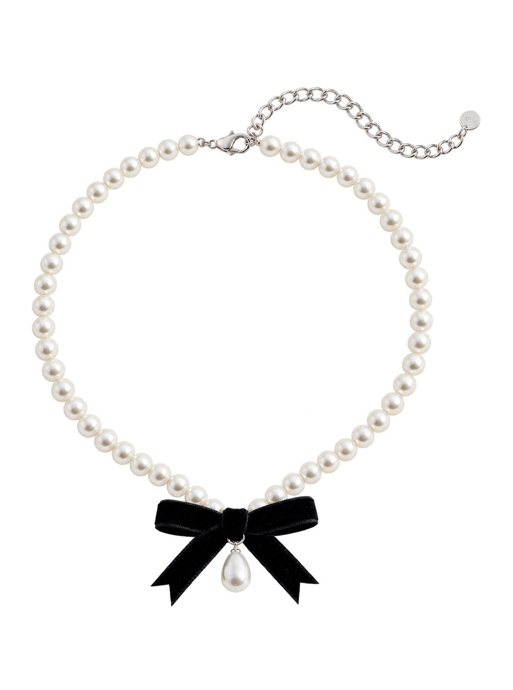 Self-Portrait Women White Necklace With Bead Design And Central Bow In Bronze For Women SELF-PORTRAIT