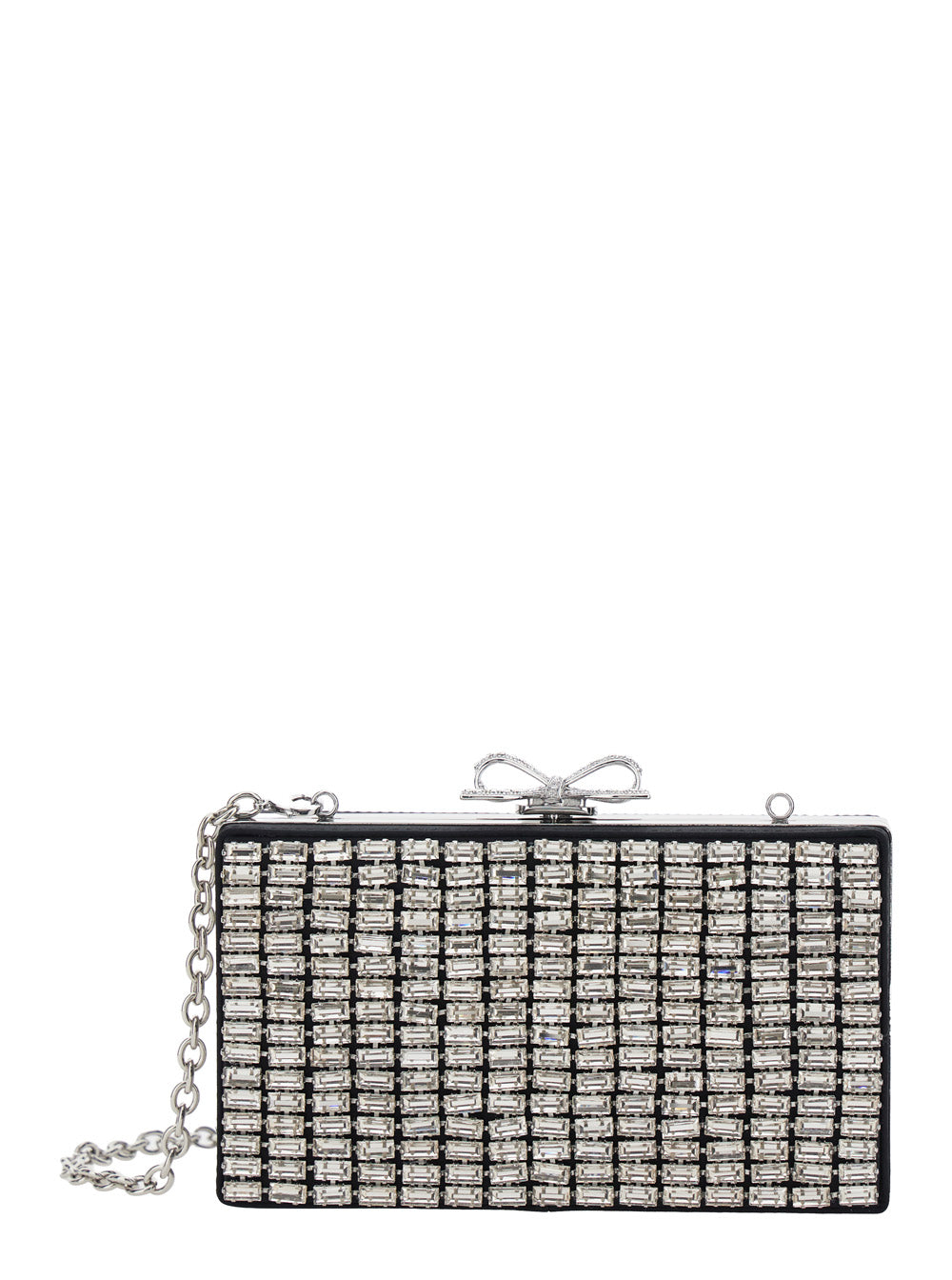 Self-Portrait Women Metallic Mesh Clutch Bag With Chain And Silver Metal Details For Women SELF-PORTRAIT