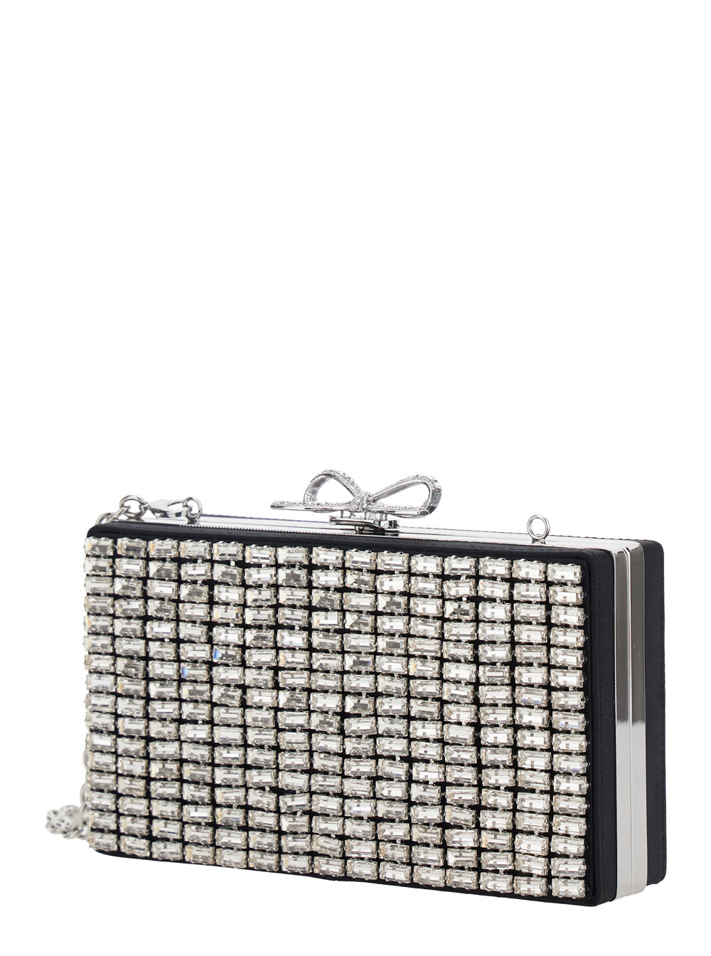 Self-Portrait Women Metallic Mesh Clutch Bag With Chain And Silver Metal Details For Women SELF-PORTRAIT