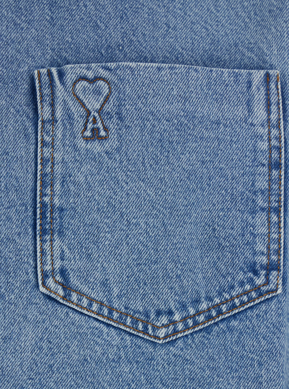 Ami Paris Men Light Blue Shirt With Classic Collar And Tone-On-Tone Adc Embroidery On The Front In Cotton For Men AMI PARIS