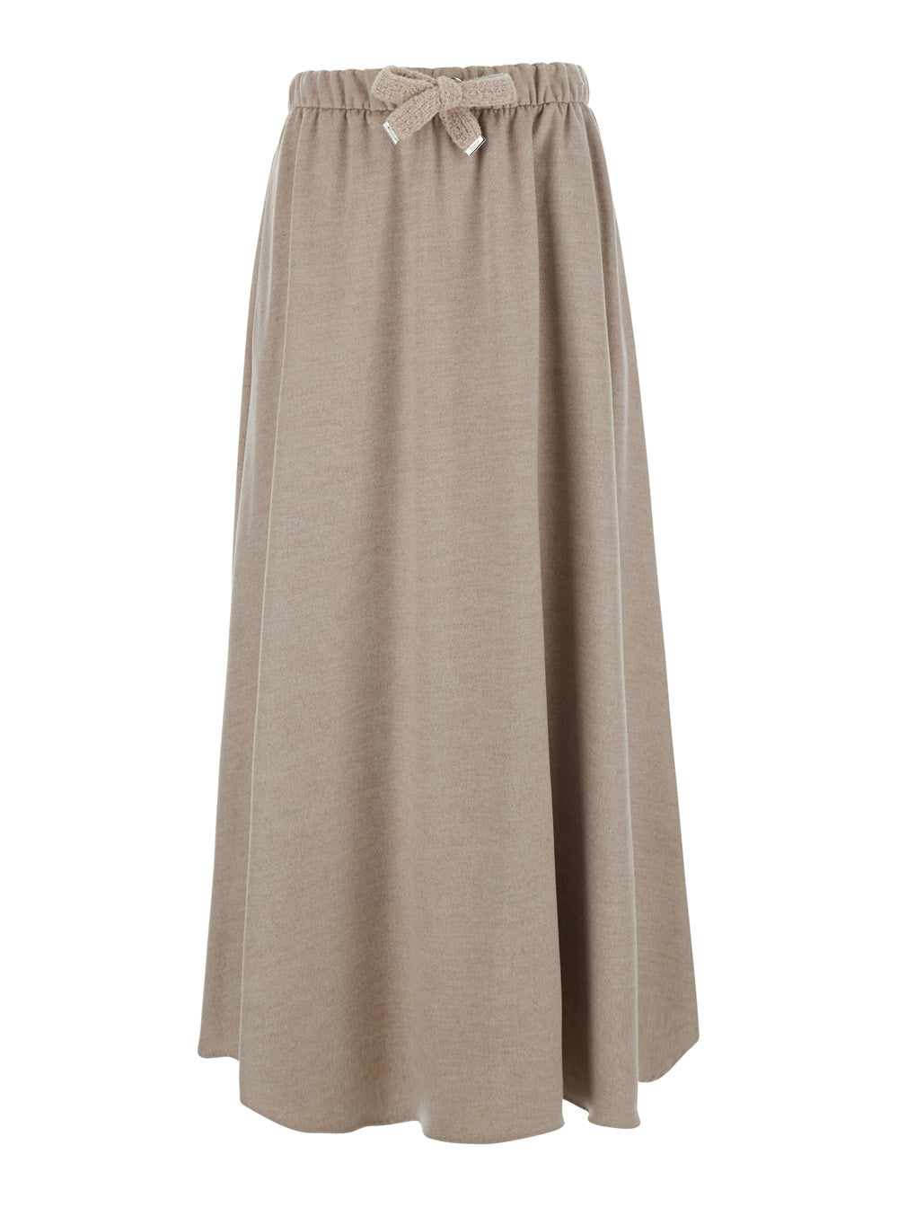 Herno Women Beige Skirt With Elasticated Waistband And Drawstring In Flannel For Women HERNO