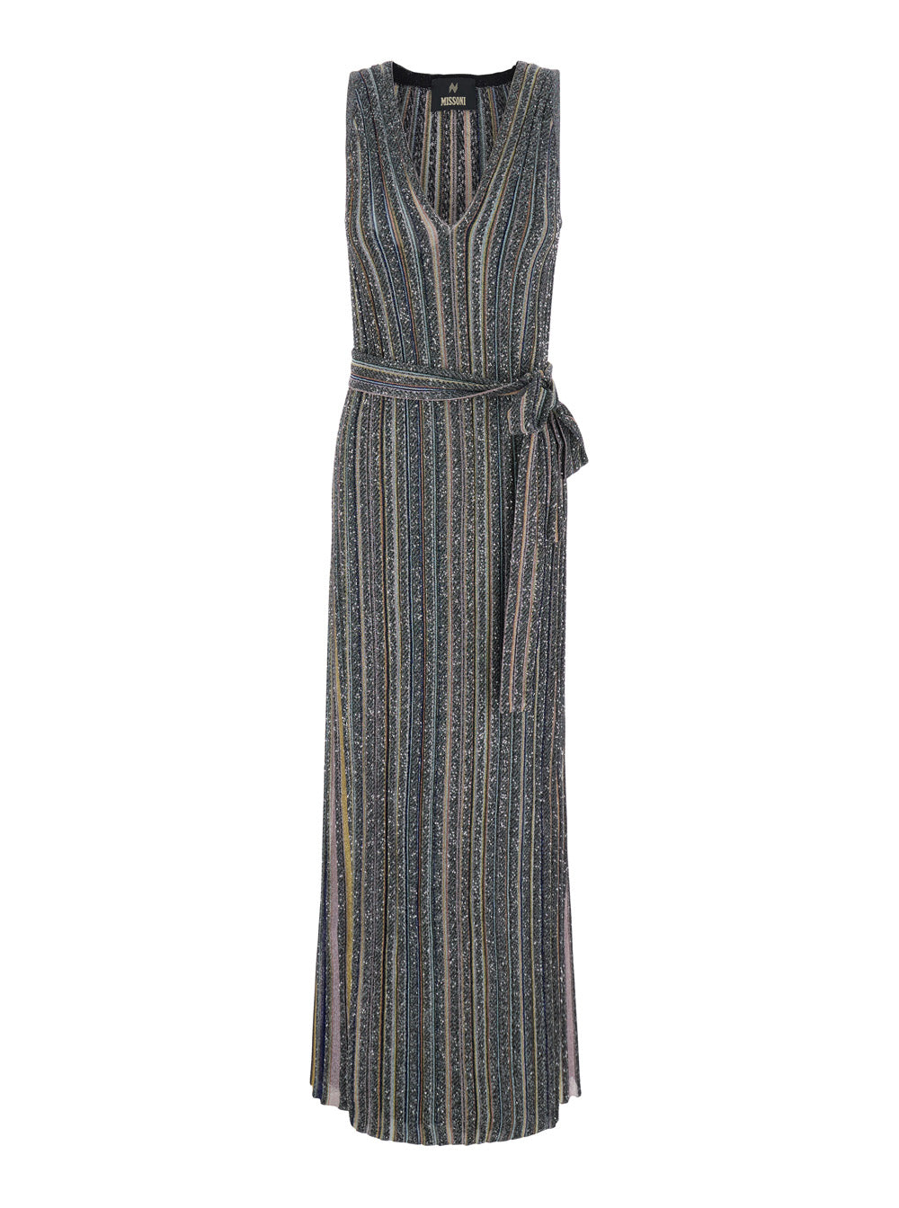 Missoni Women Multicolor Long Dress With V-Neck And All-Over Applied Sequins In Viscose For Women MISSONI