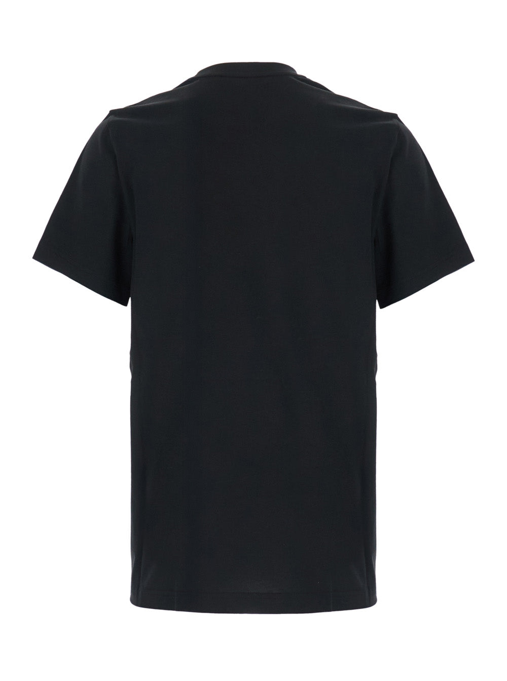 Moncler Men Black T-Shirt With Logo On The Front And Logo Patch On The Sleeve In Cotton For Men MONCLER