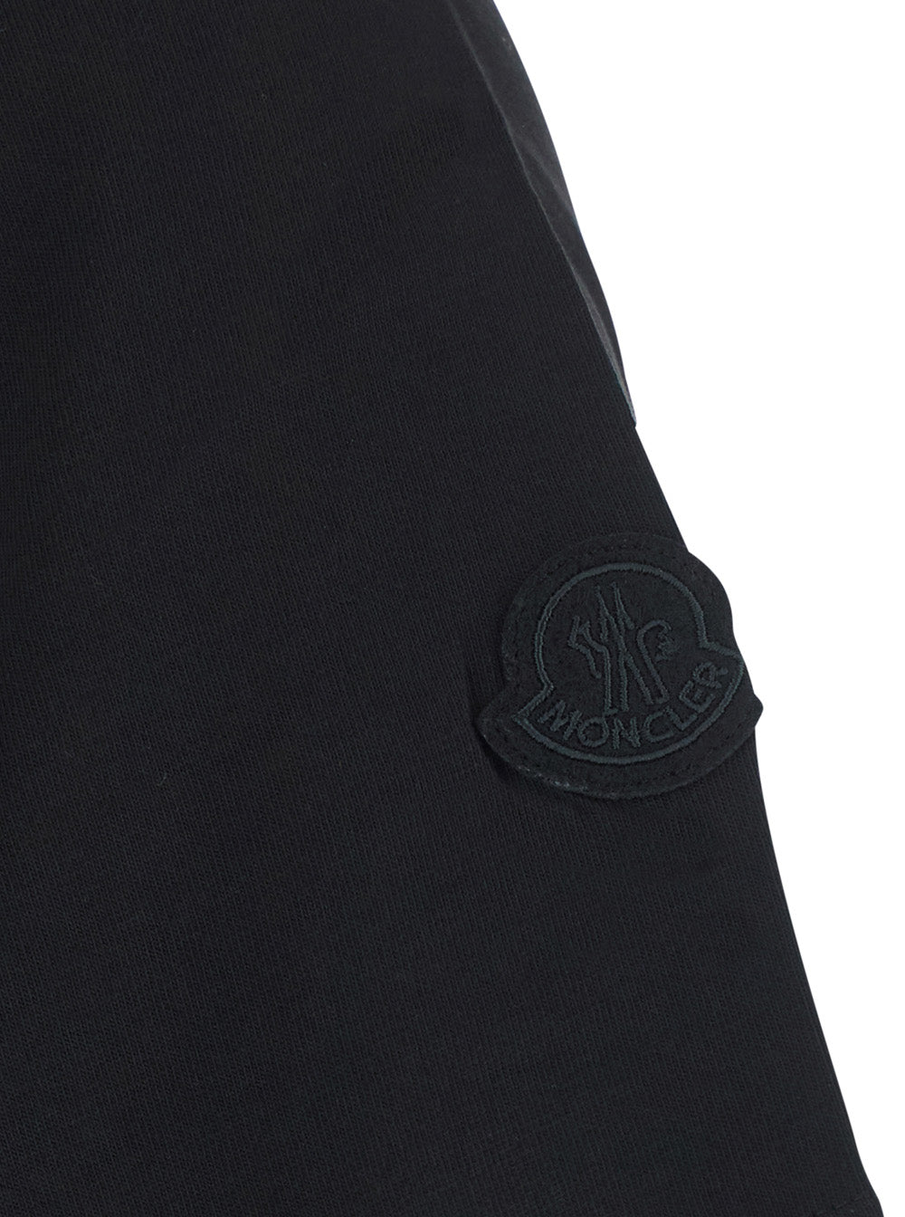 Moncler Men Black T-Shirt With Logo On The Front And Logo Patch On The Sleeve In Cotton For Men MONCLER