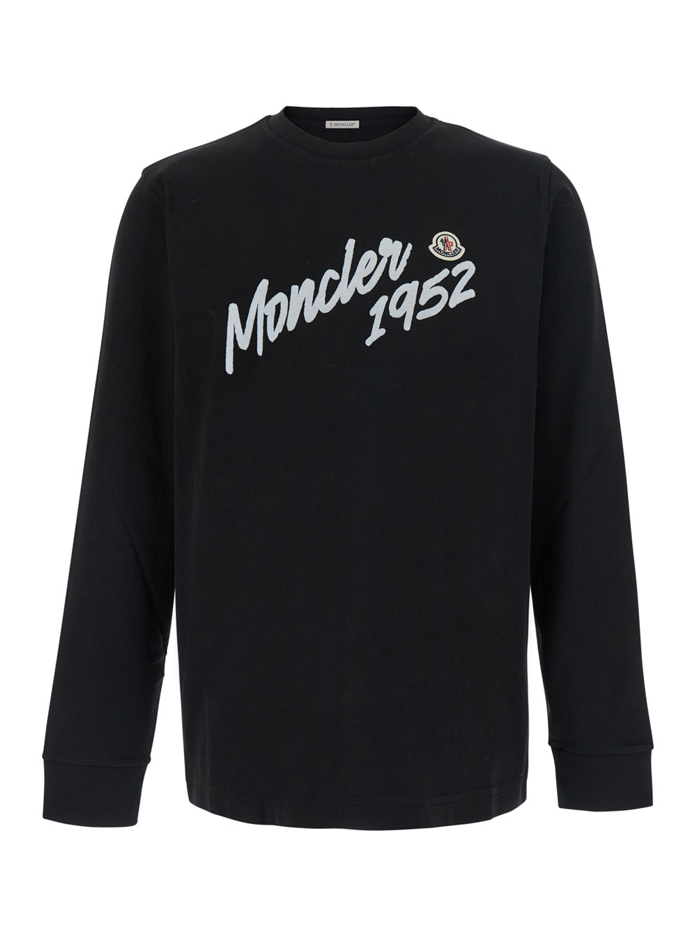 Moncler Men Black Long Sleeve T-Shirt With Logo On The Front In Cotton For Men MONCLER