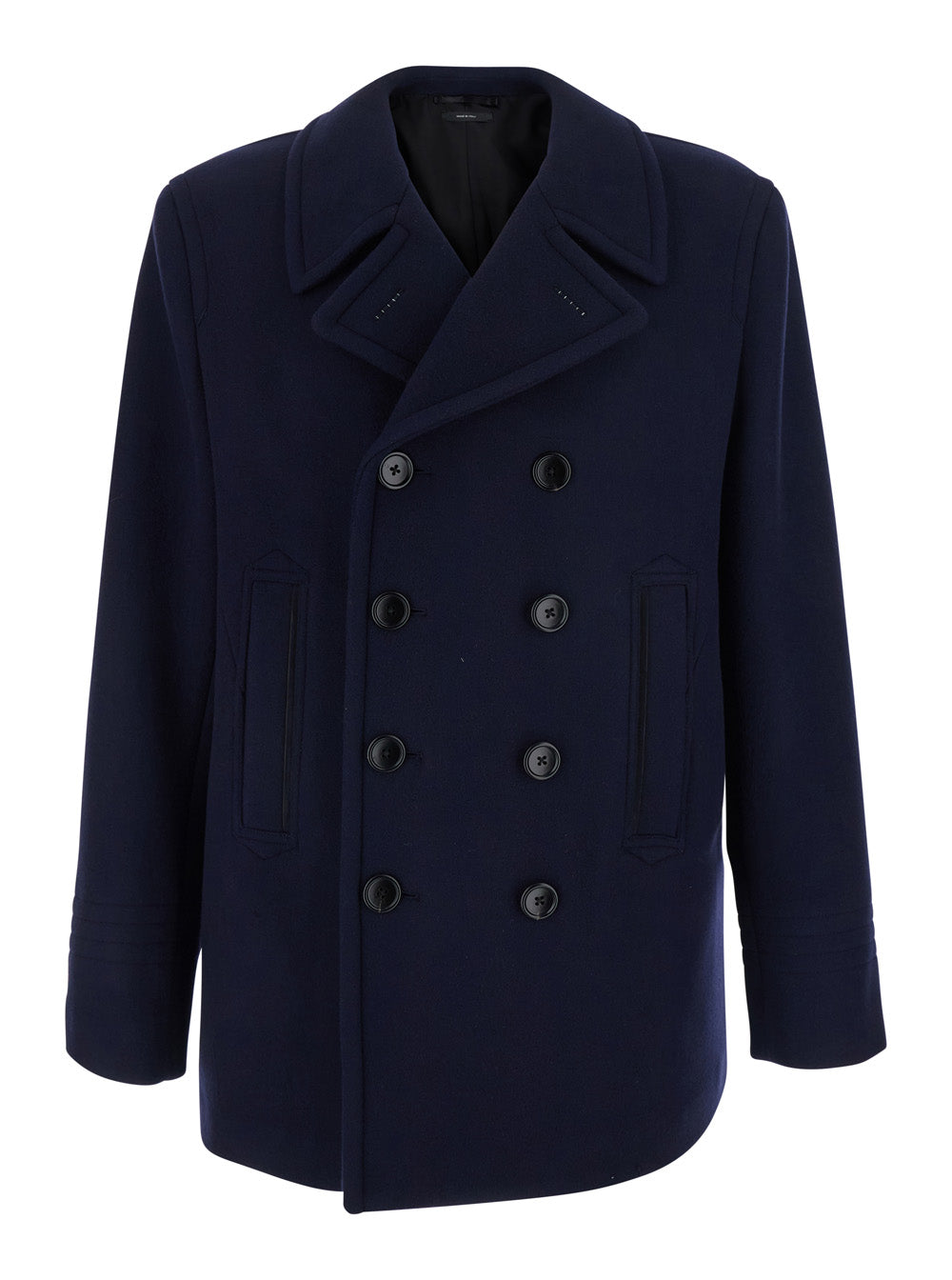 Tom Ford Men Blue Double-Breasted Jacket With Notched Revers In Wool For Men TOM FORD