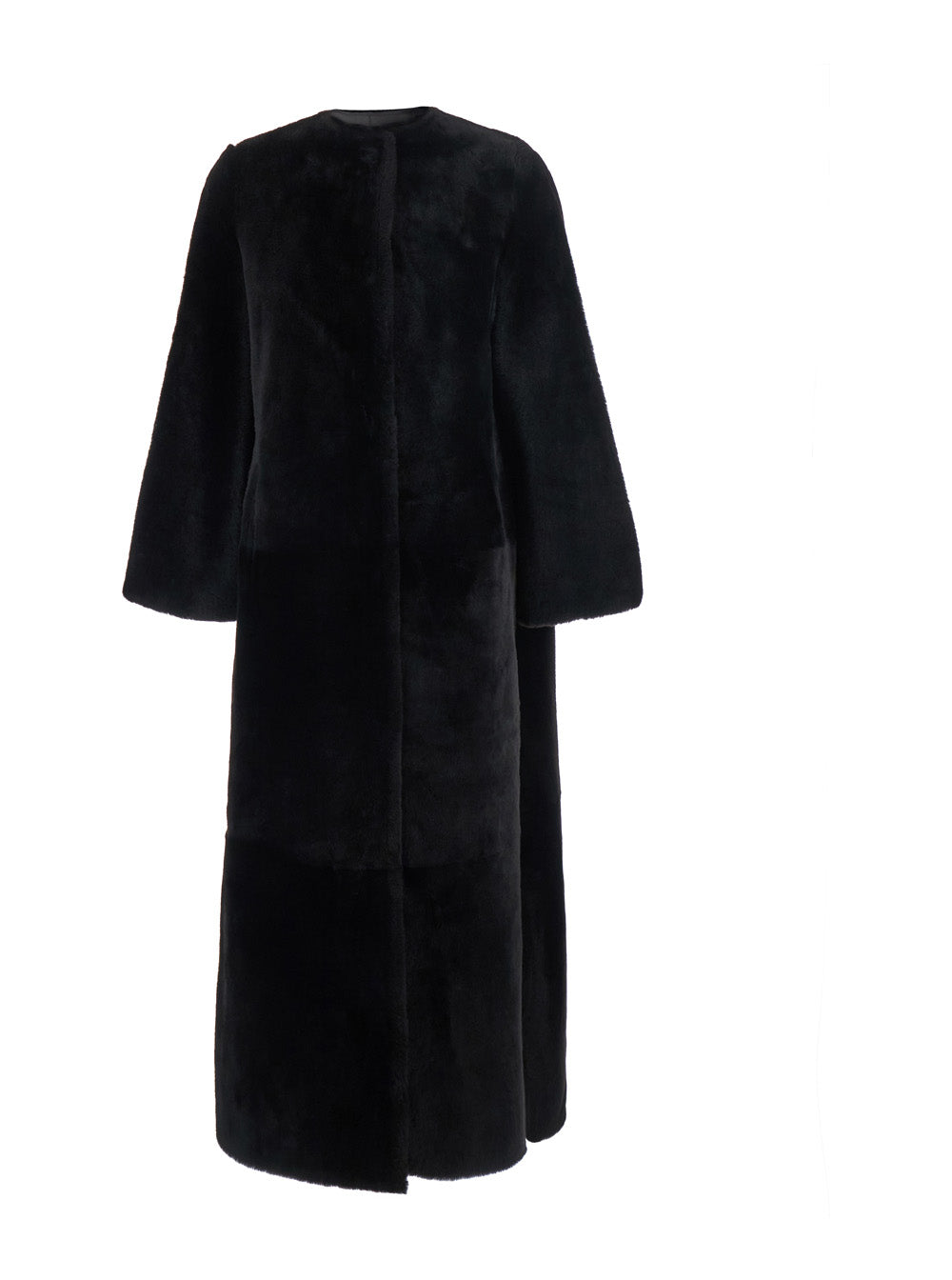 Yves Salomon Women Brown Shearling Coat With Round Collar And Snap Button Closure On The Front In Fur For Women YVES SALOMON