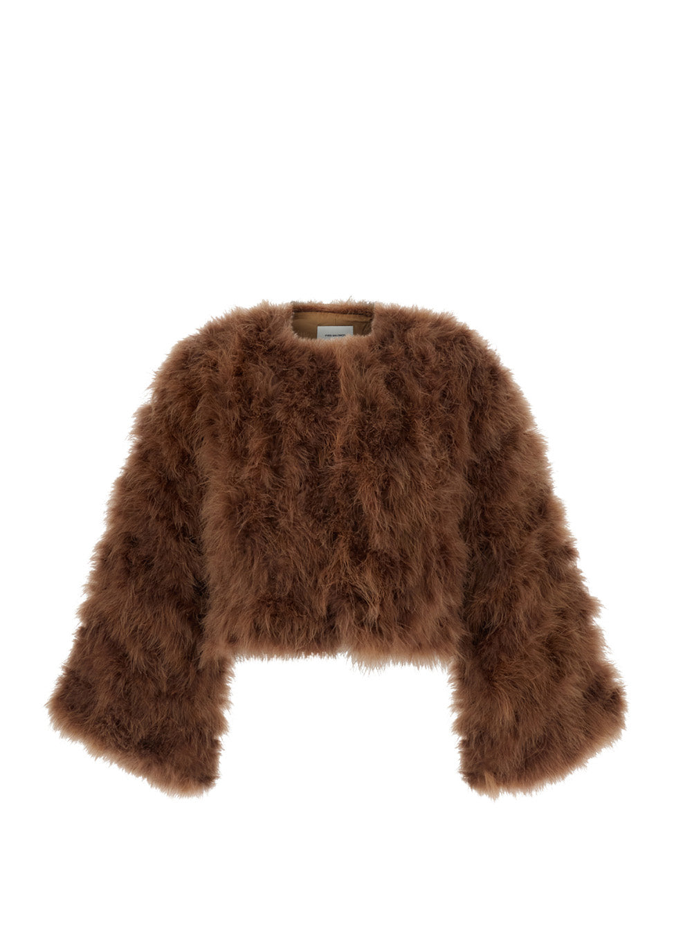 Yves Salomon Women Beige Short Shearling Jacket With Round Collar And Three-Quarter Sleeves In Fur For Women YVES SALOMON