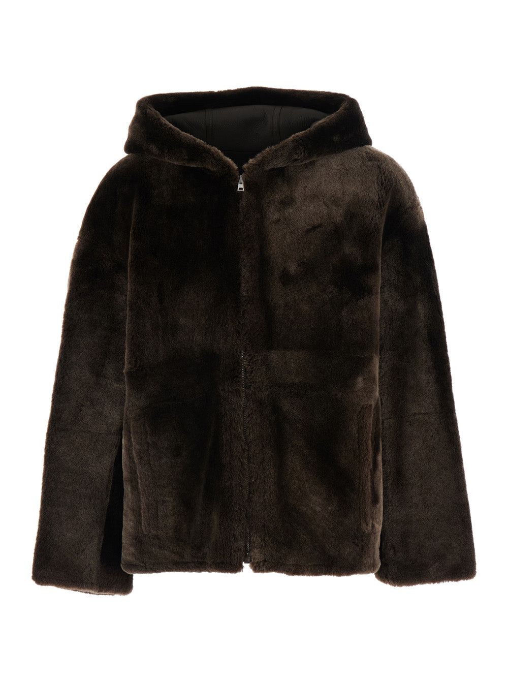 Yves Salomon Women Brown Shearling Jacket With Fixed Hood In Fur For Women YVES SALOMON