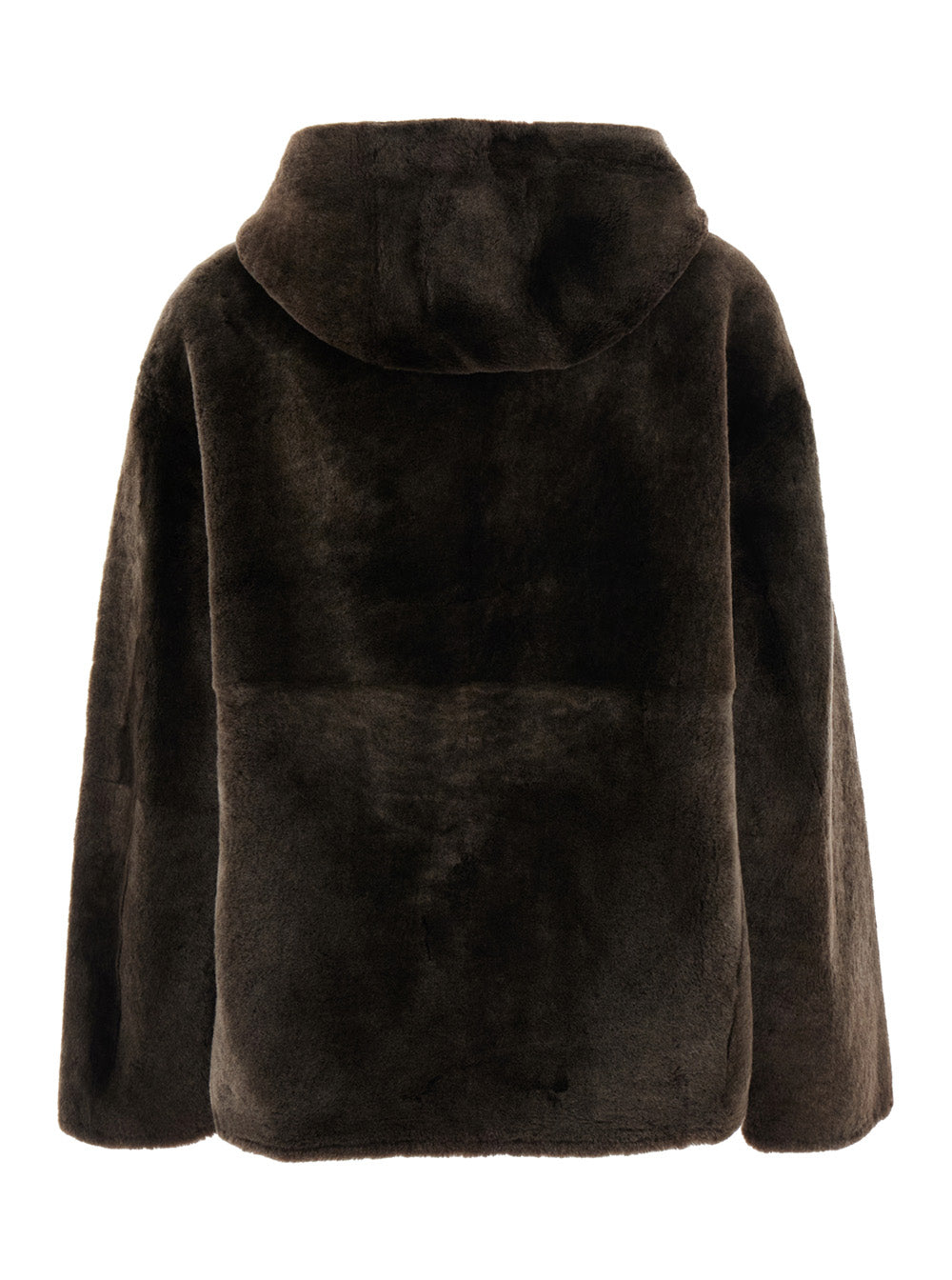 Yves Salomon Women Brown Shearling Jacket With Fixed Hood In Fur For Women YVES SALOMON