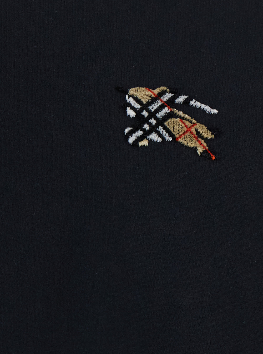 Burberry Men Black Crew Neck T-Shirt With Ekd Embroidery On The Front In Cotton For Men BURBERRY