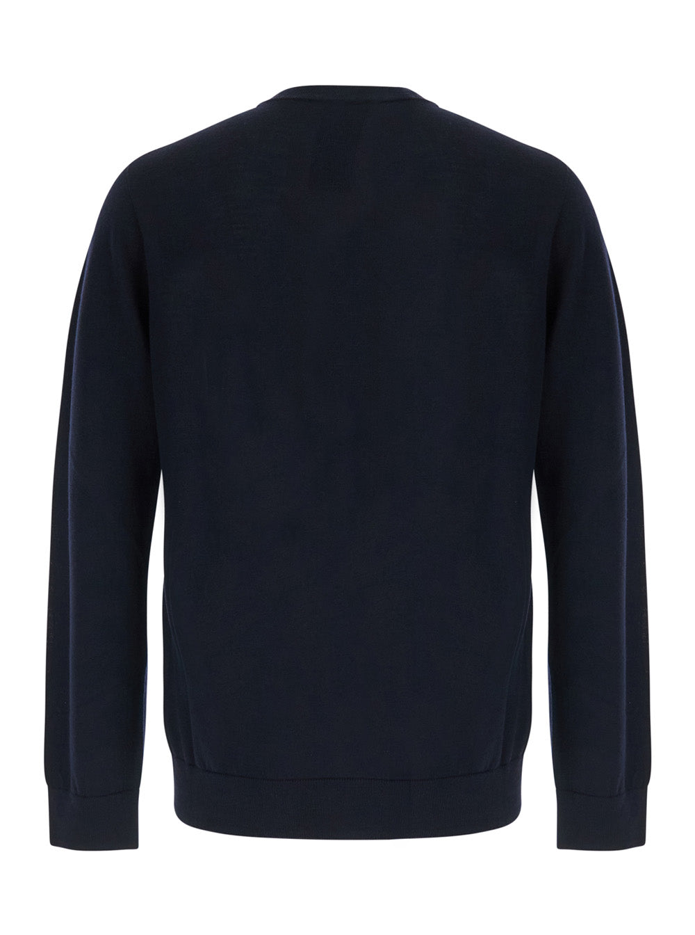 Giorgio Armani Men Blue Crewneck Sweater With Logo Embroidery On The Front In Wool For Men GIORGIO ARMANI