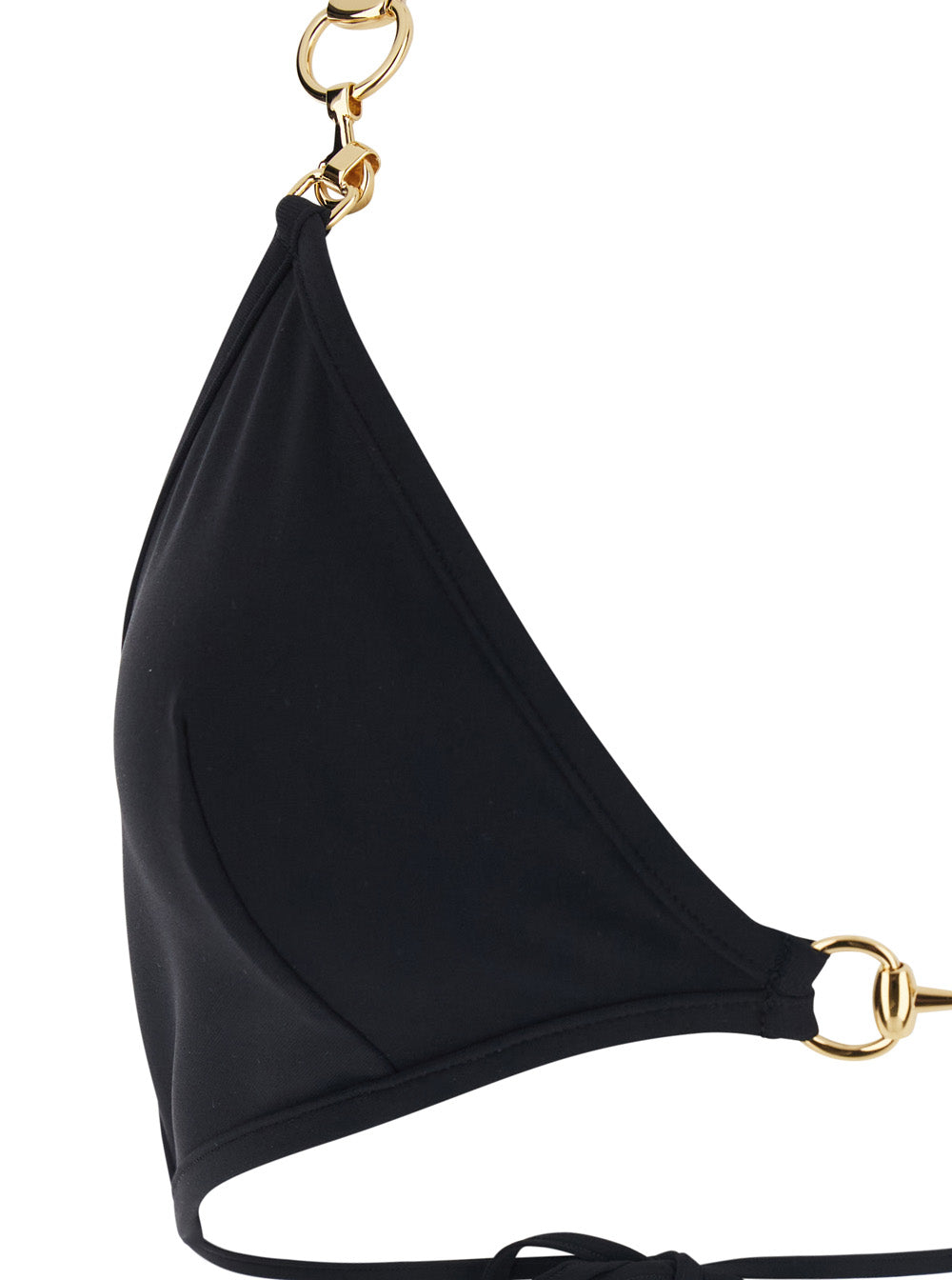 Gucci Women Black Bikini With Triangle Top And Adjustable Closure With Horsebit In Stretch Cotton For Women GUCCI