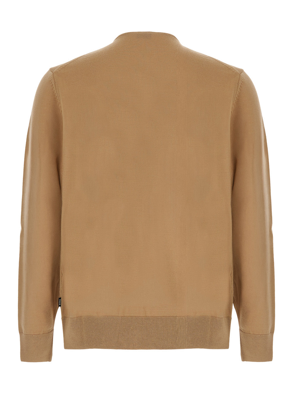 Boss Men Beige Sweater With Half Zip Closure On The Front In Wool For Men BOSS