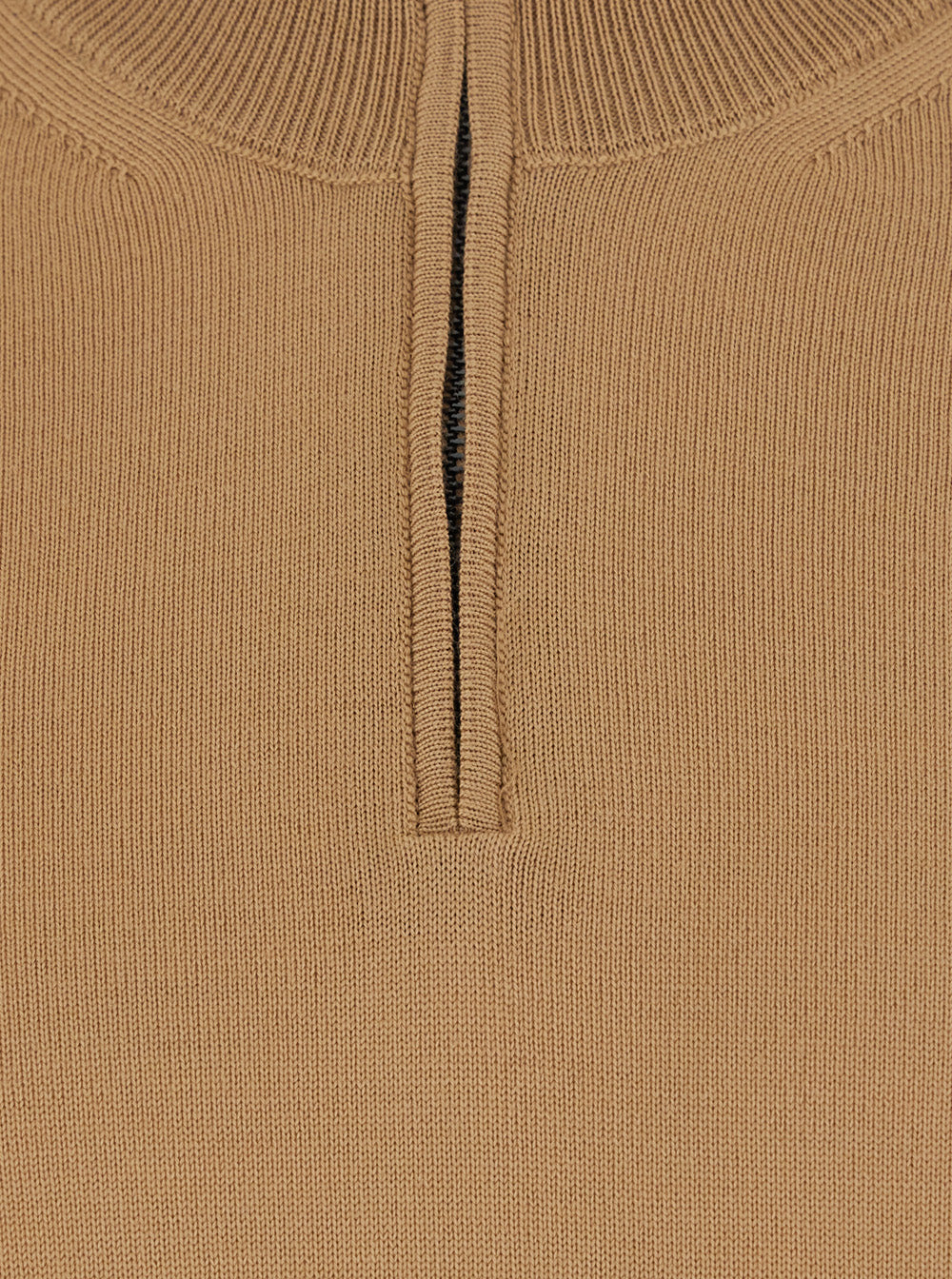 Boss Men Beige Sweater With Half Zip Closure On The Front In Wool For Men BOSS