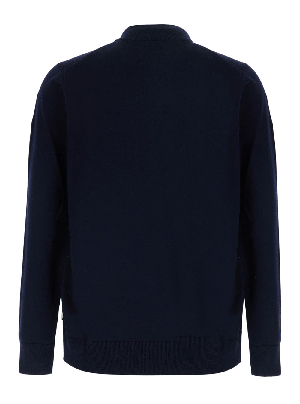 Boss Men Blue Sweater With Half Zip Closure On The Front In Wool For Men BOSS