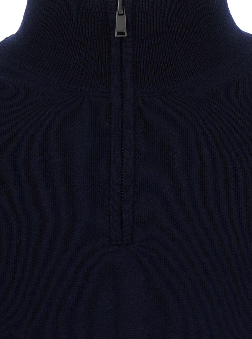 Boss Men Blue Sweater With Half Zip Closure On The Front In Wool For Men BOSS
