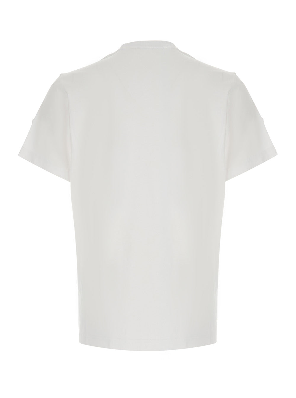 Moncler Men White T-Shirt With Logo On The Front And Logo Patch On The Sleeve In Cotton For Men MONCLER