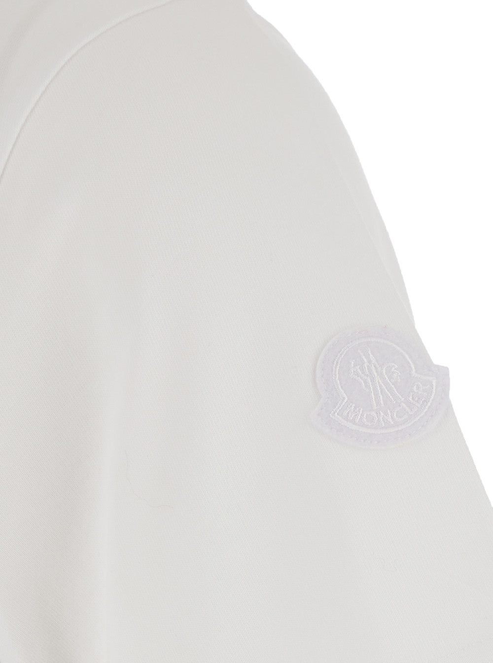 Moncler Men White T-Shirt With Logo On The Front And Logo Patch On The Sleeve In Cotton For Men MONCLER