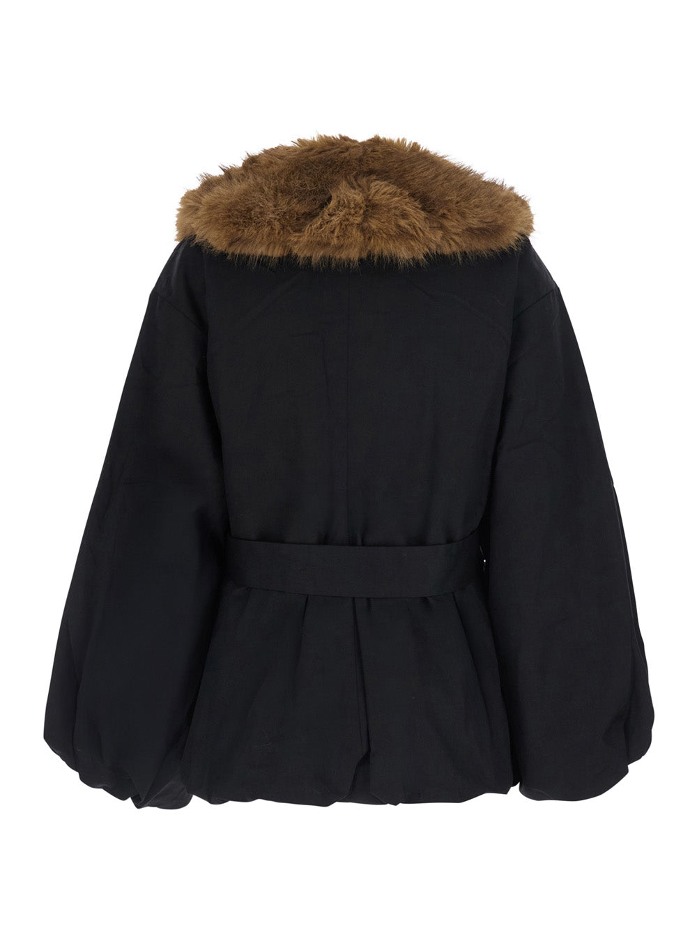 Rotate Women Faux Fur Collar Jacket With Synthetic Fur Collar And Recycled Polyester Fabric, Black, Women ROTATE